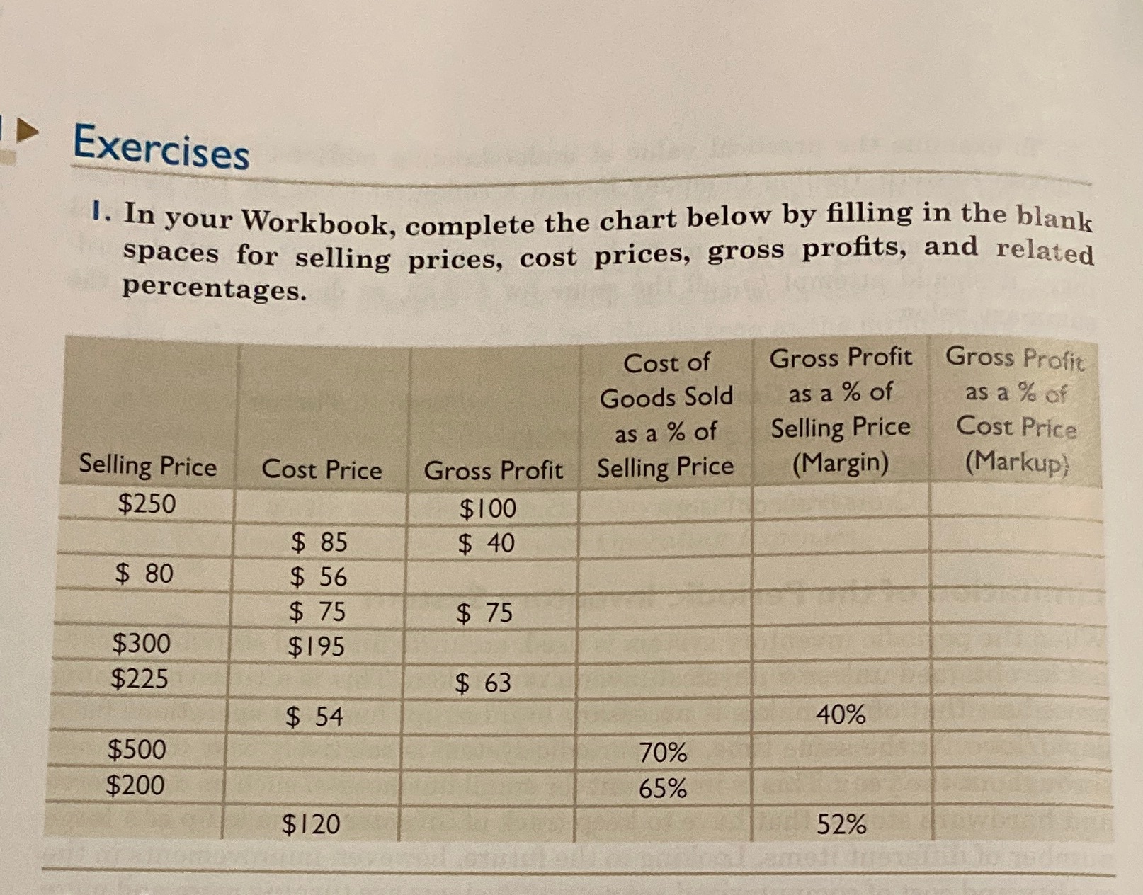 Please help me answer this question. Exercises I. In your Workbook, complete