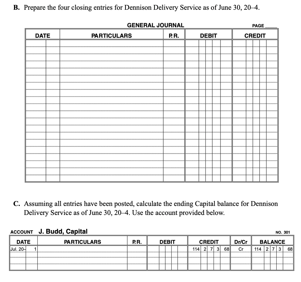 Please complete the chart A. The trial balance gures for Dennison