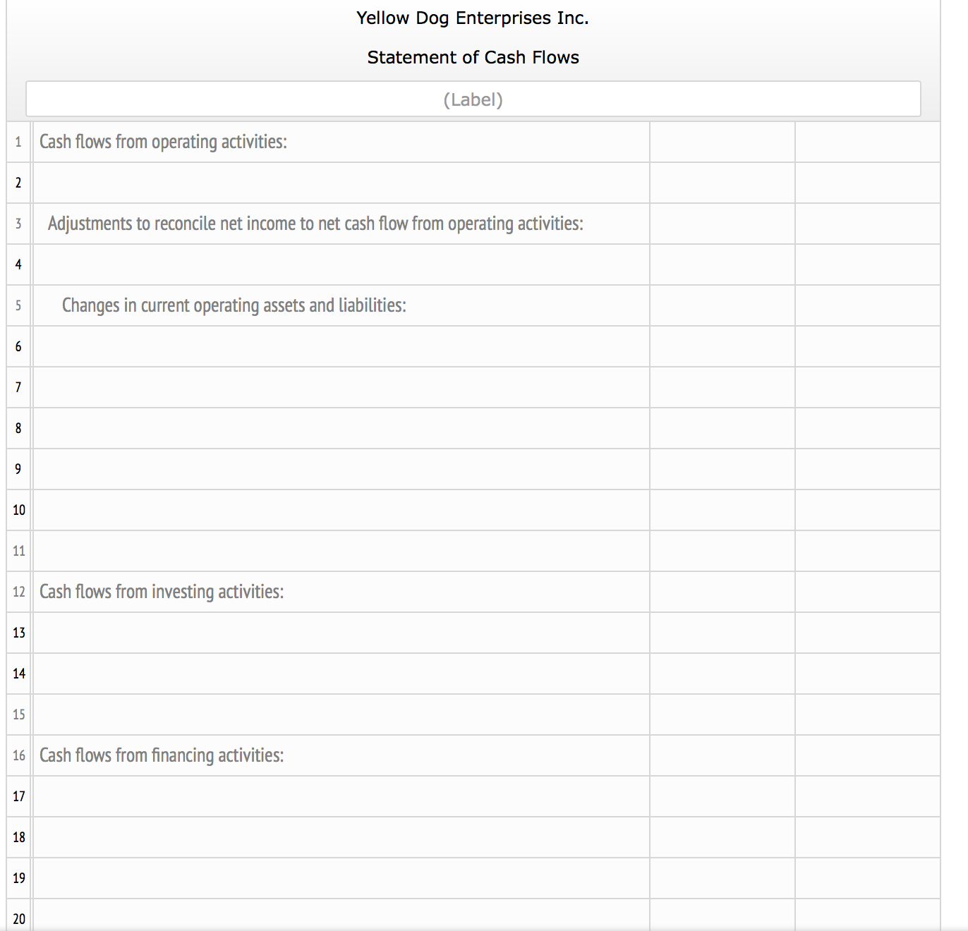 Statement of Item Cash Flows Added or Deducted Amount Mar. 12: Purchase