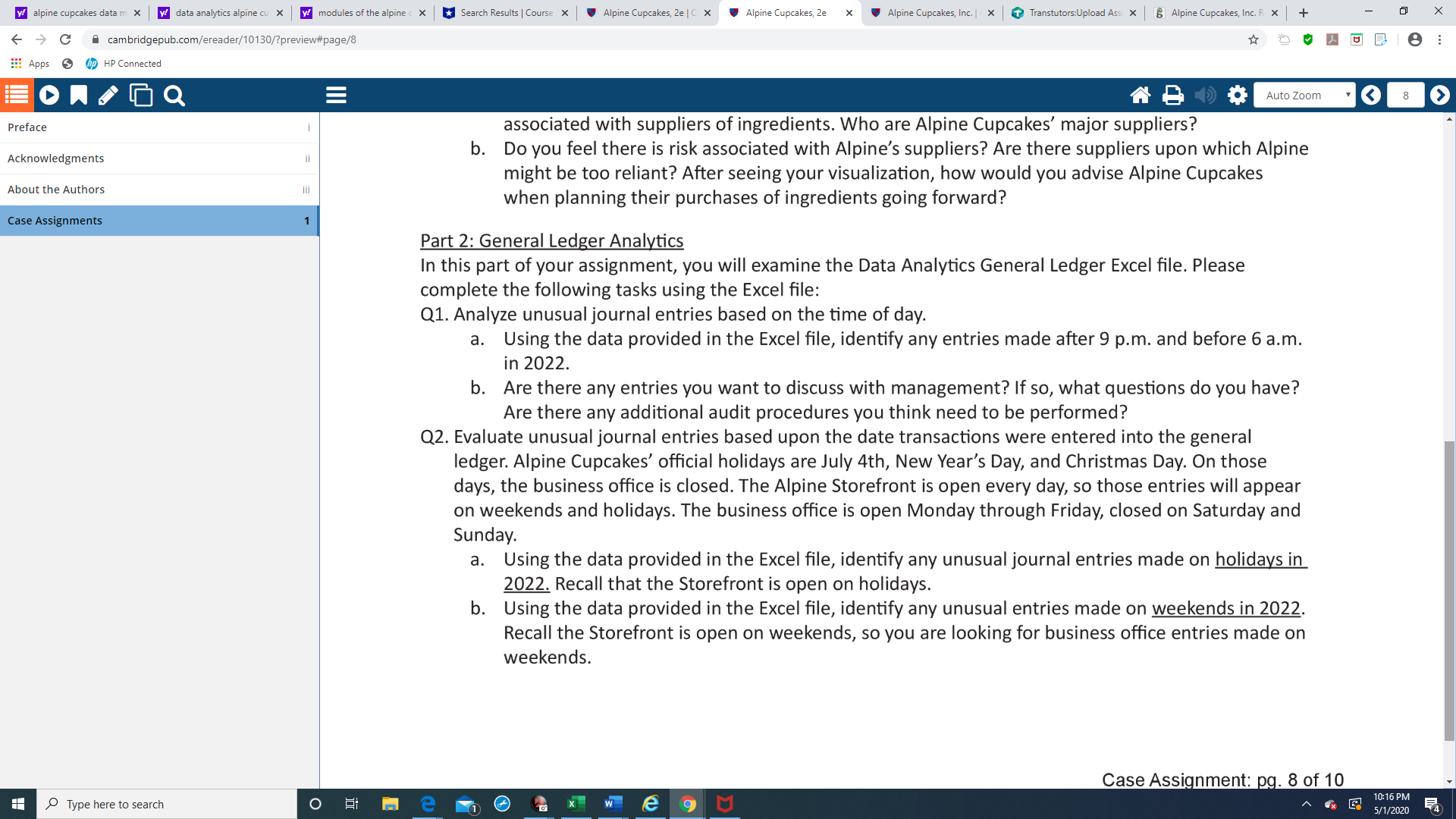 y alpine cupcakes data m x y! data analytics alpine cu