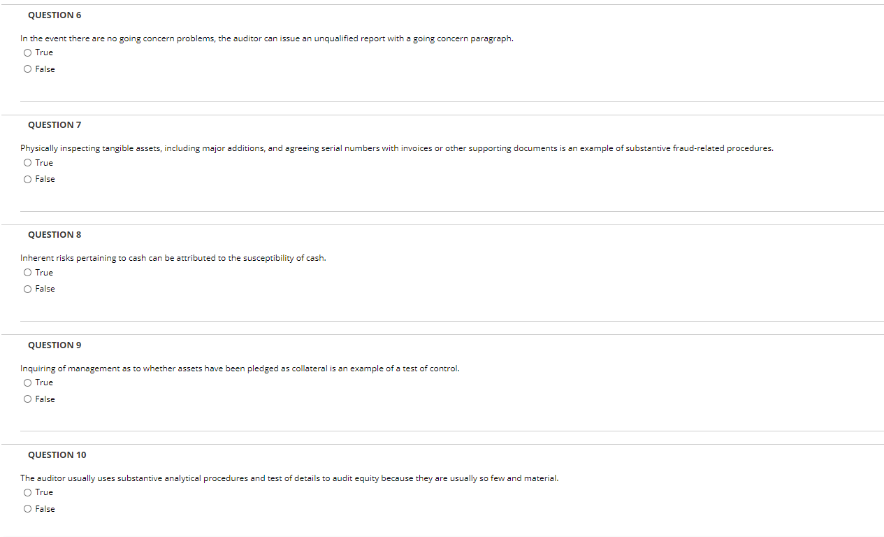  QUESTION 1 Substantive analytics for cash accounts are typically not very