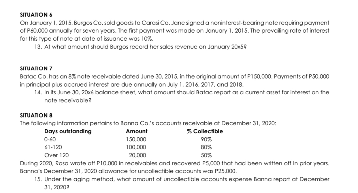Please help me to answer this i have limited time SITUATION 6