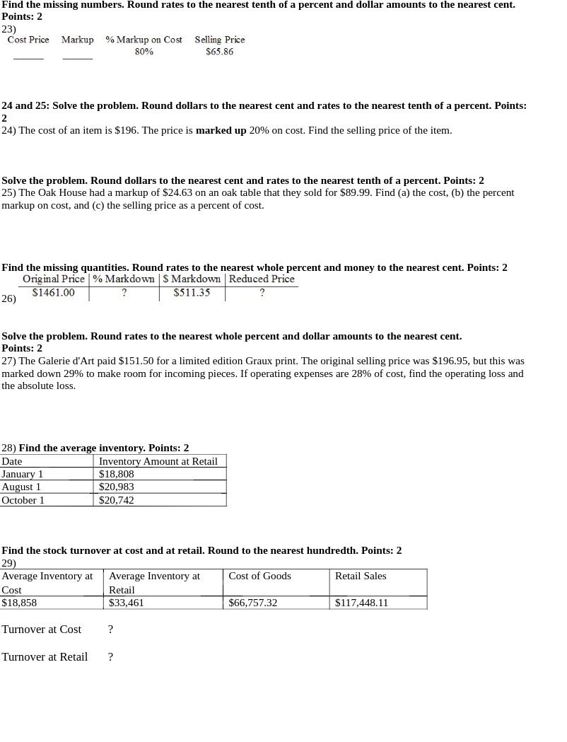 Find the missing numbers. Round rates to the nearest tenth of