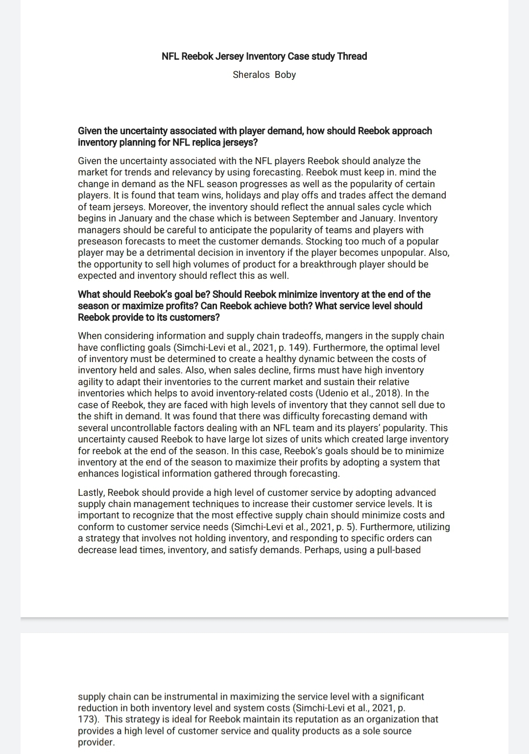  NFL Reebok Jersey Inventory Case study Thread Sheralos Boby Given the