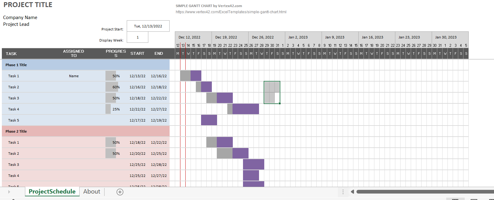 should be developed using a project management tool such as a GANTT