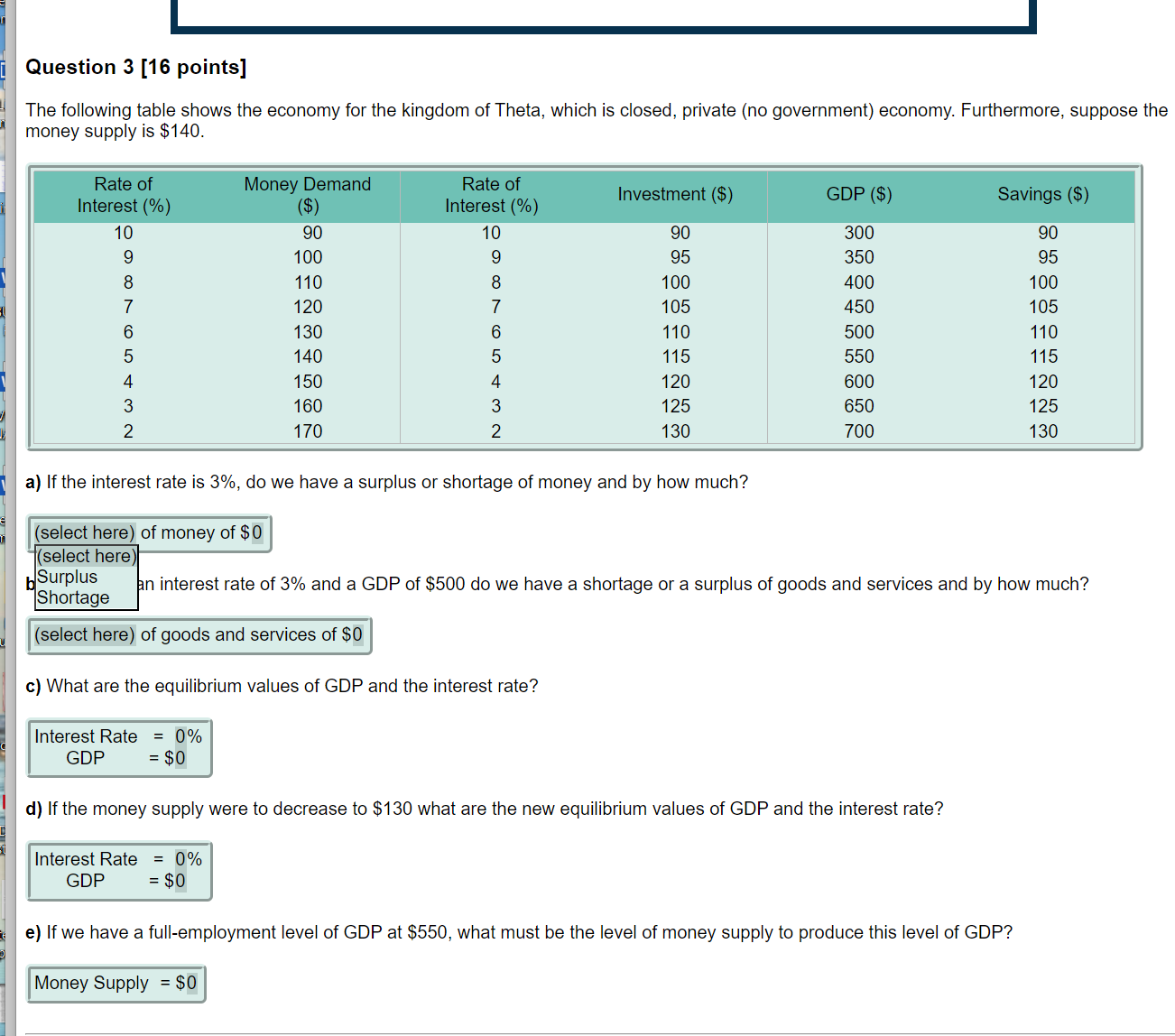 Lab 5 Q3a options: Surplus or shortageb options: Surplus or shortage II