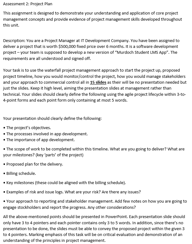 project management concepts and provide evidence of project management skills developed throughout