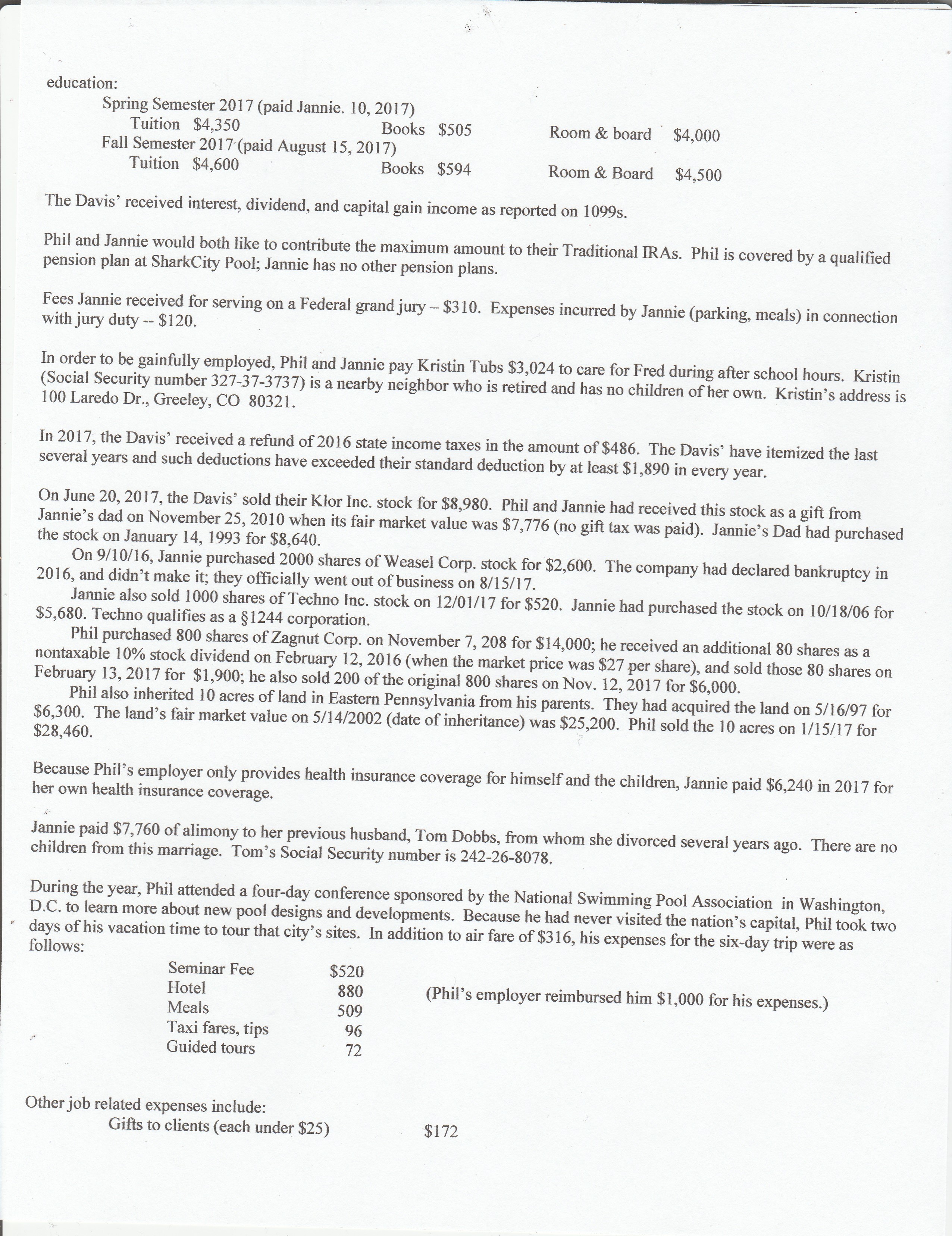 Laredo Dr., Greeley, CO 80321. Relevant Social Security numbers are listed below: