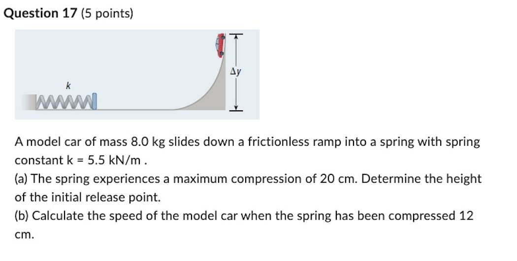 Question 17 [5 points) l A! \" l A model car