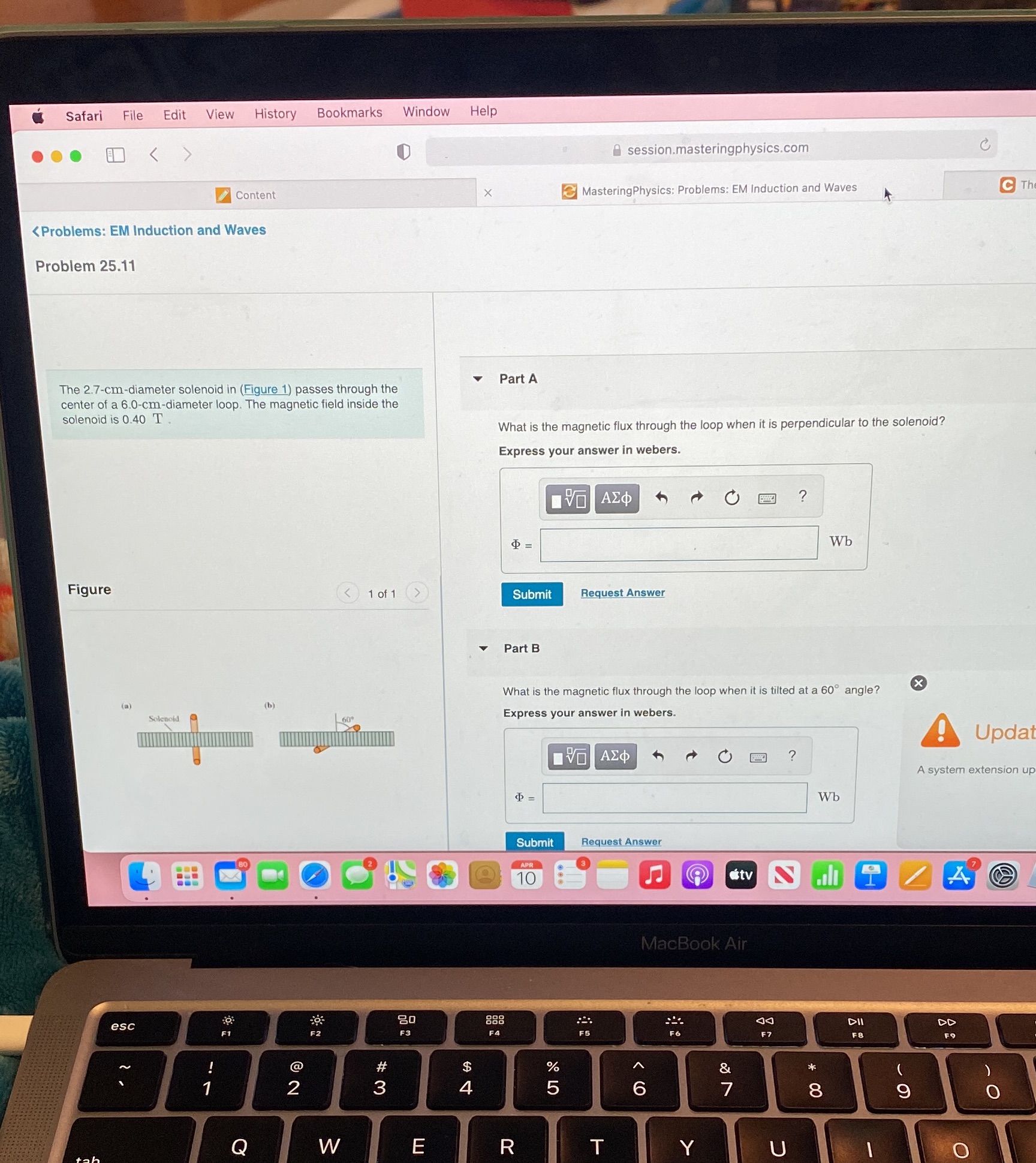 Safari File Edit History Bookmarks Window Help ... session.masteringphysics.com Content MasteringPhysics:
