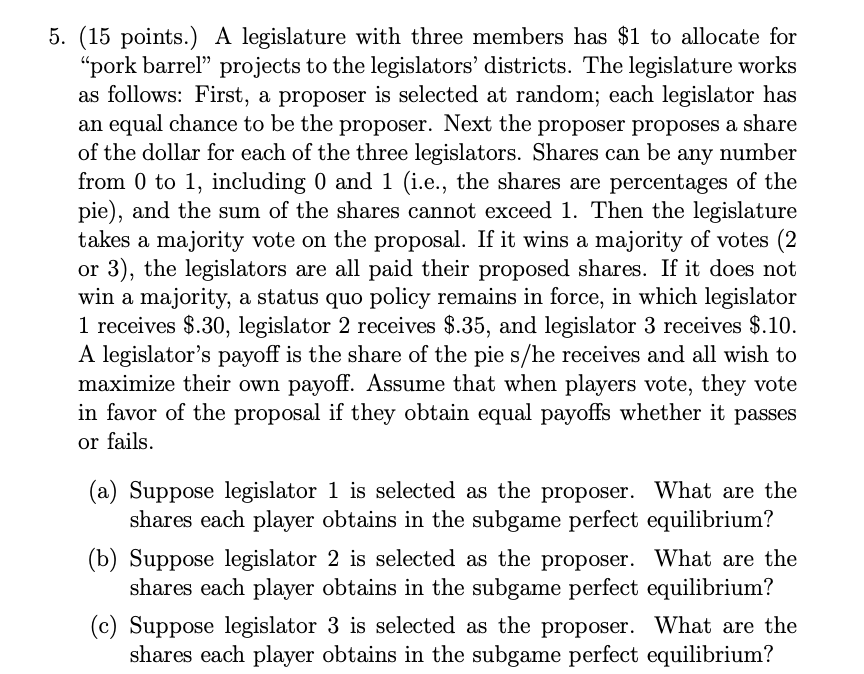 Please refer to the image below for my question 5. (15 points.)