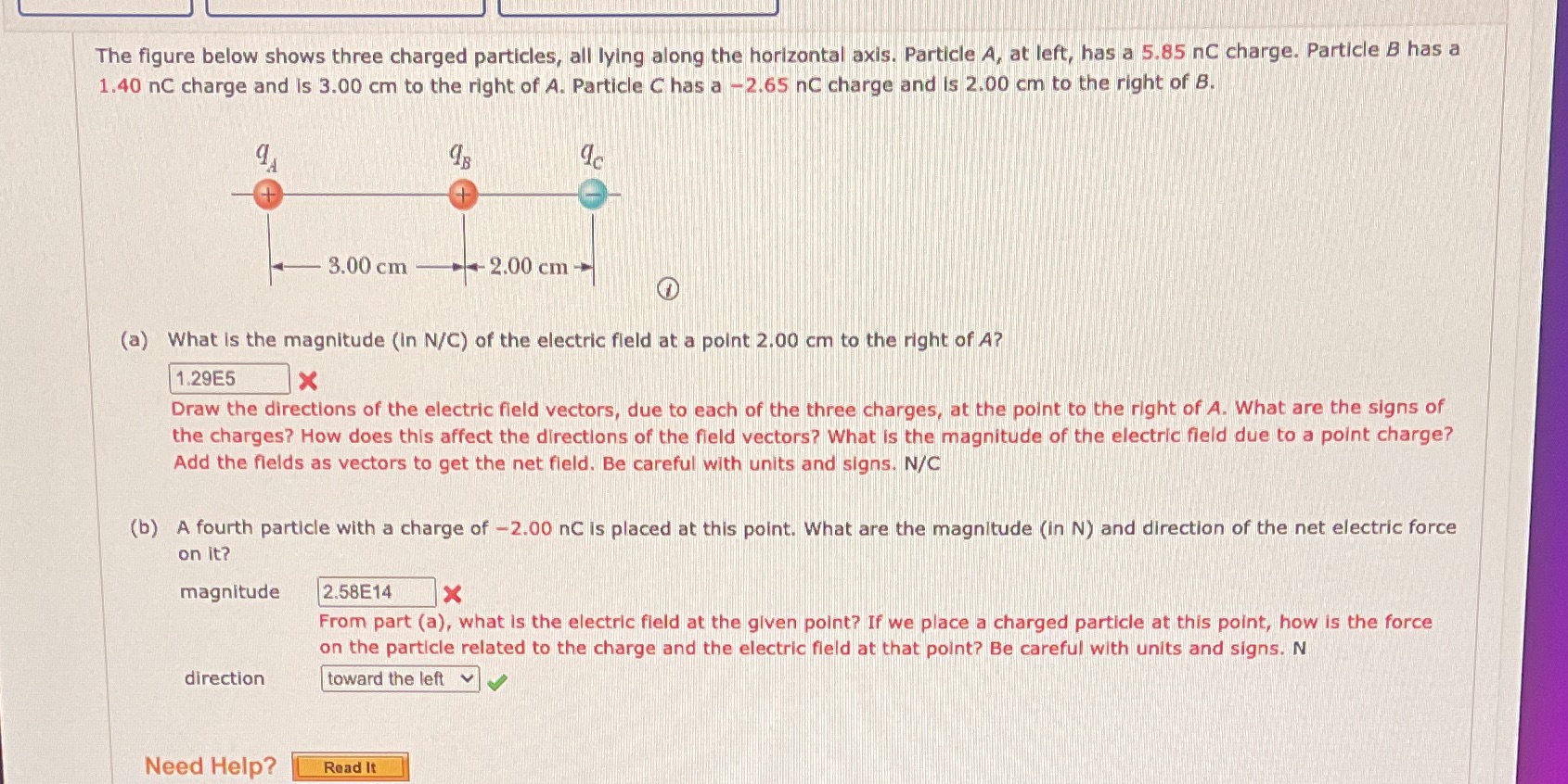 I need help please The figure below shows three charged particles, all