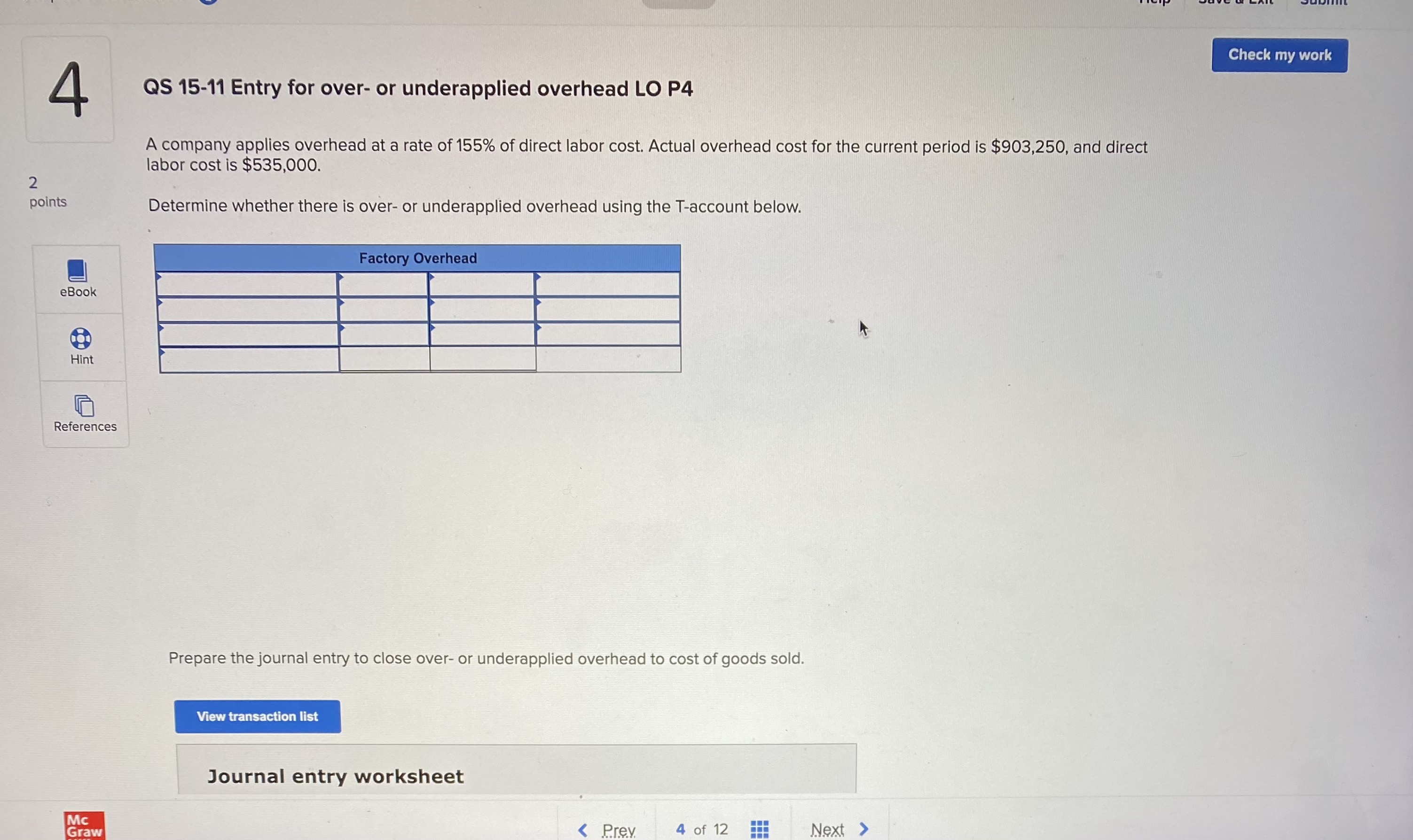 at the rate of 48% of direct materials costs. During the month,