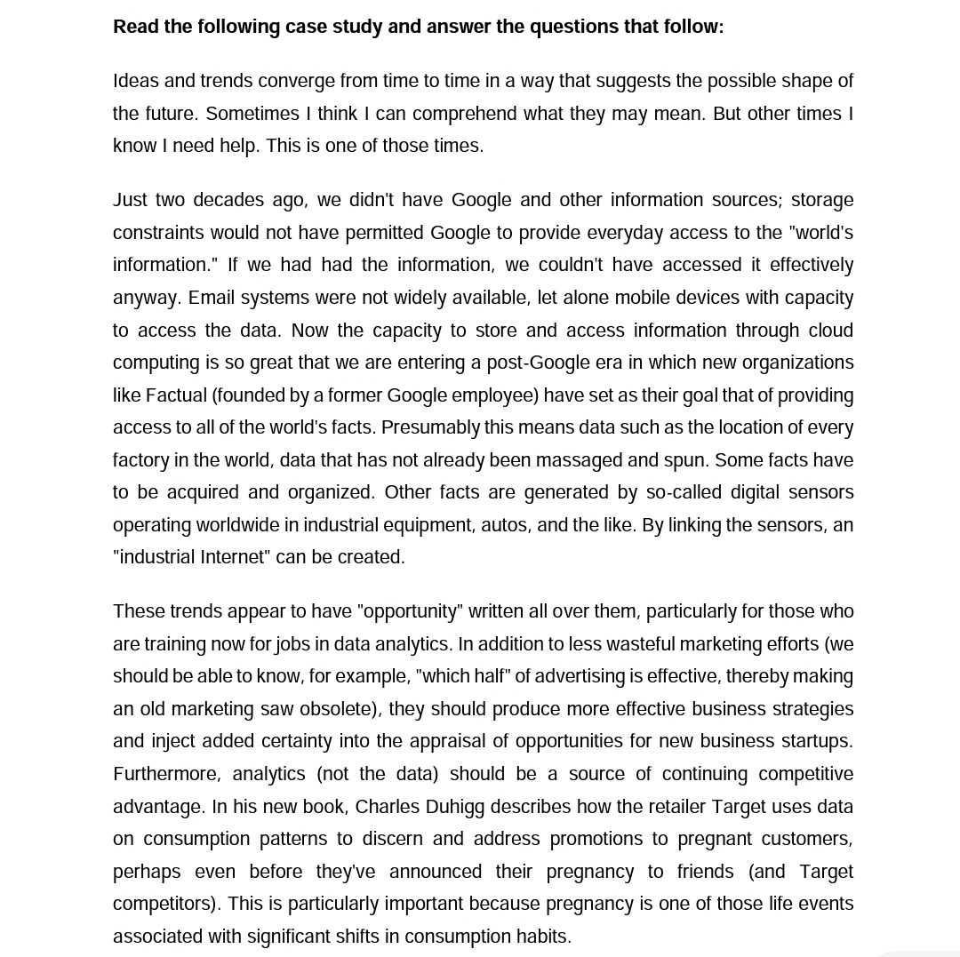 Read the following case study and answer the questions that follow: