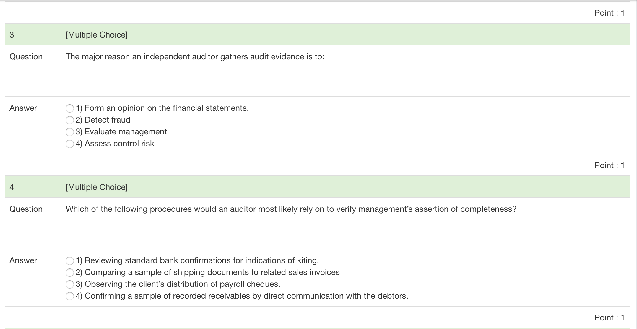  Question Question Answer 2 Question Answer [Multiple Answer] Identify which of