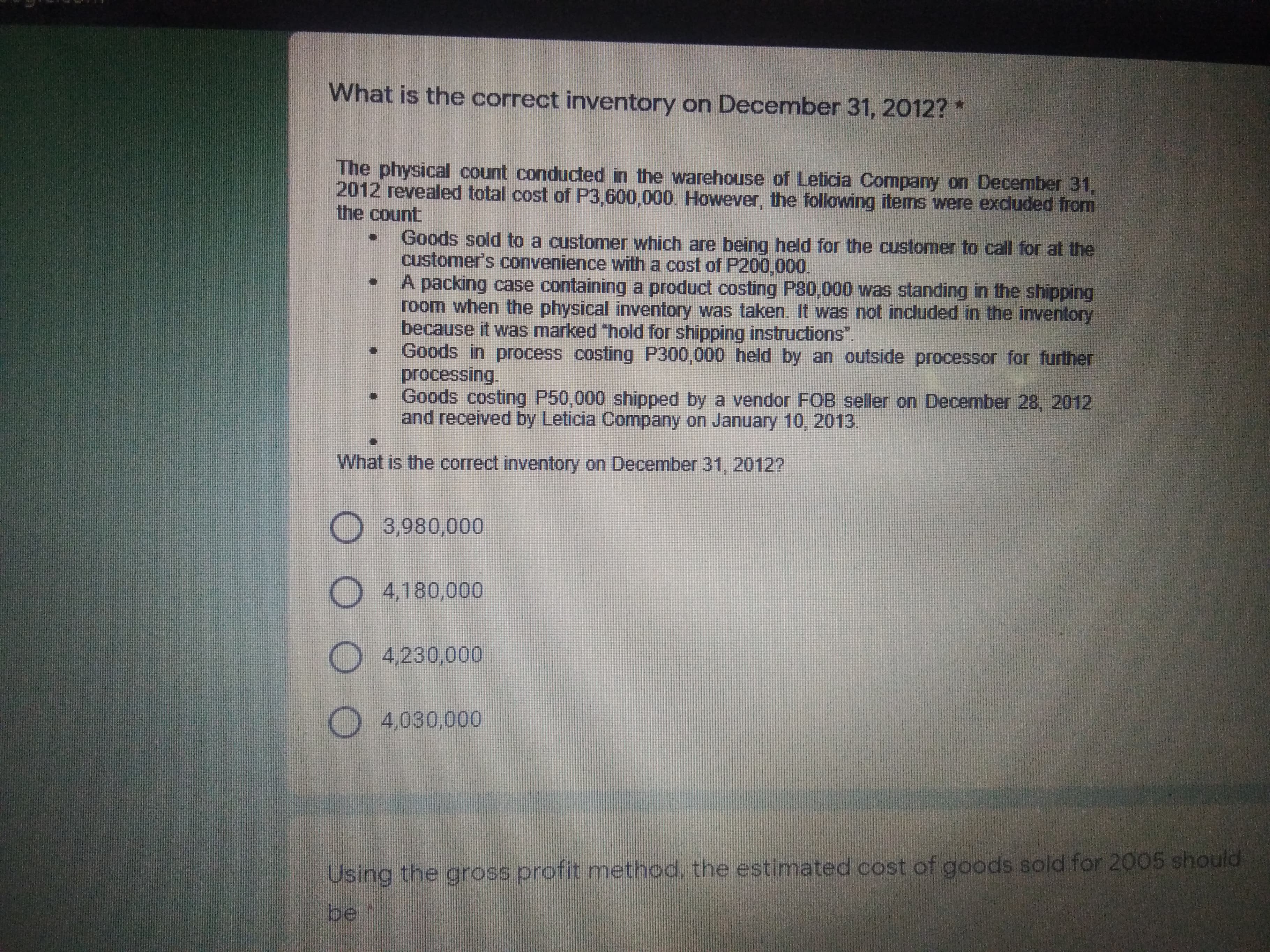  PLEASE ANSWER AND CHOOSE THE CORRECT ANSWER FOR THIS 3 GIVEN