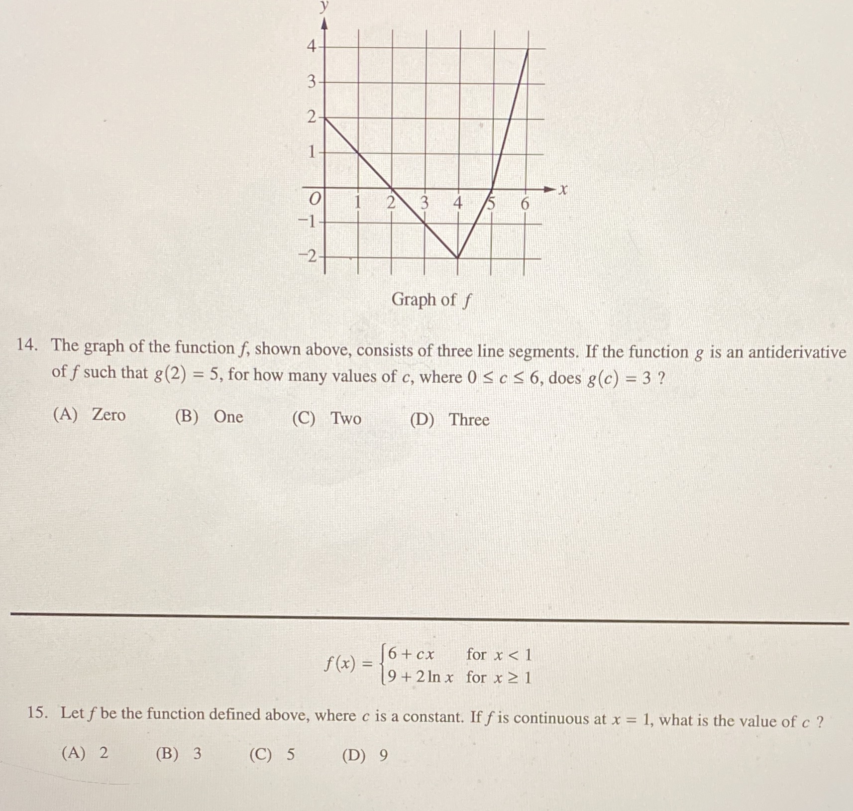 Please help with #14 and #15. Practicing for the AP exam. N