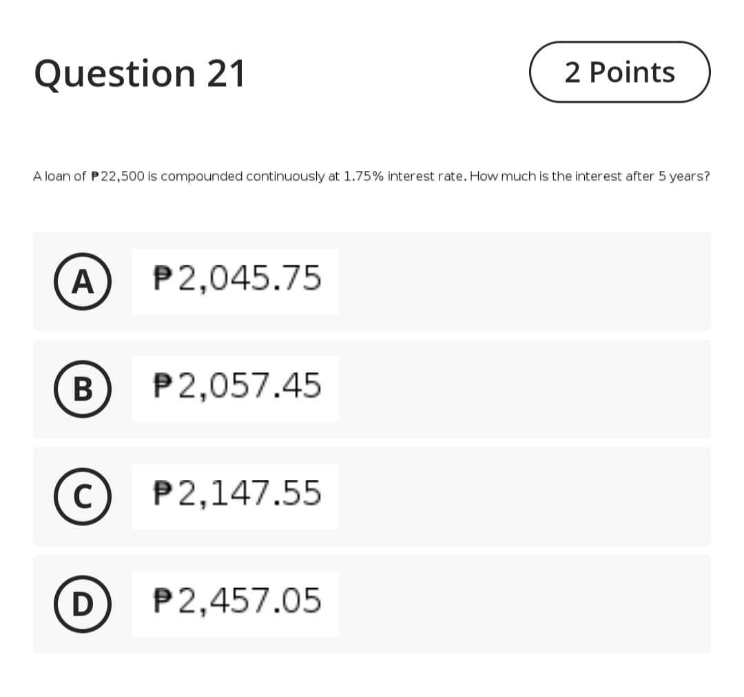 the following questions related to the given problem. Indicate the peso symbol