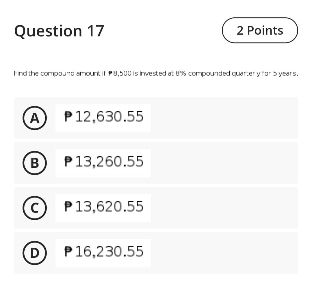 Quarterly Semiannually Thinklng that your investment will galn more. you Invest P550000