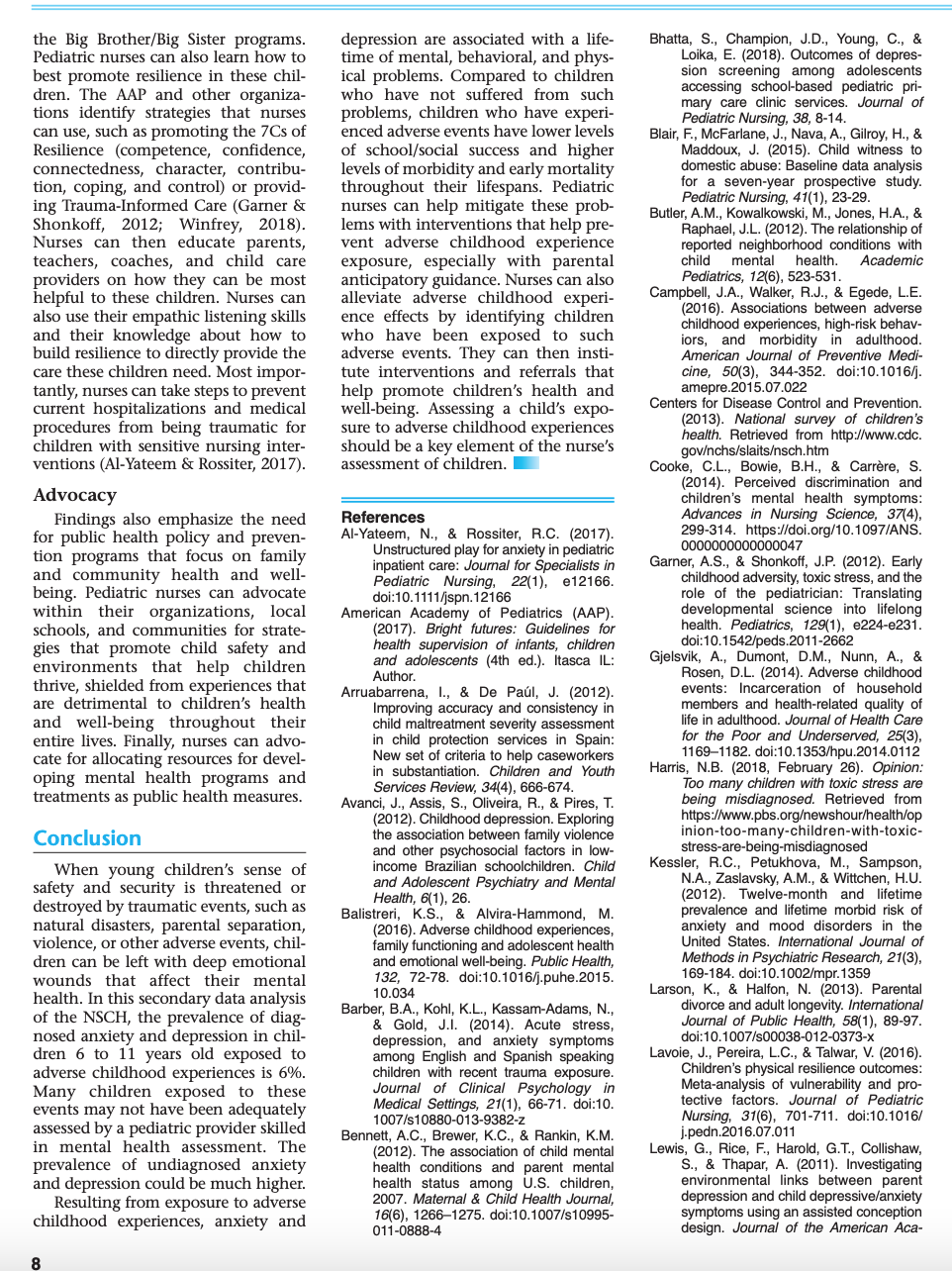 children aged 6 to 11 years. Pediatric Nursing, 44(6), XXX-XXX Harris, 2018),