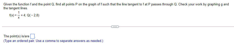 Given the function f and the point Q, find all points