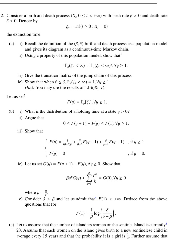 2. Consider a birth and death process (X,, 0 0 and