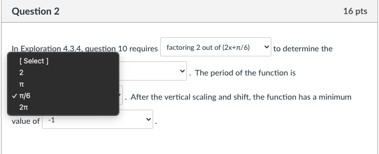 v . The period of the function is TT 1/6 After the