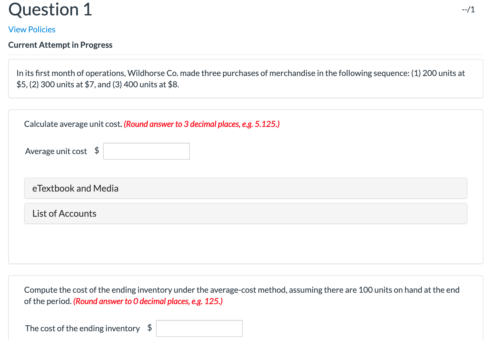 --/1 View Policies Current Attempt in Progress Martinez Corp. sells a snowboard,