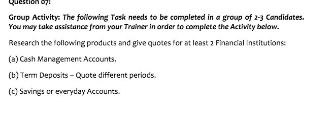  QUESTIONS !` Group Activity : The following Task needs to be