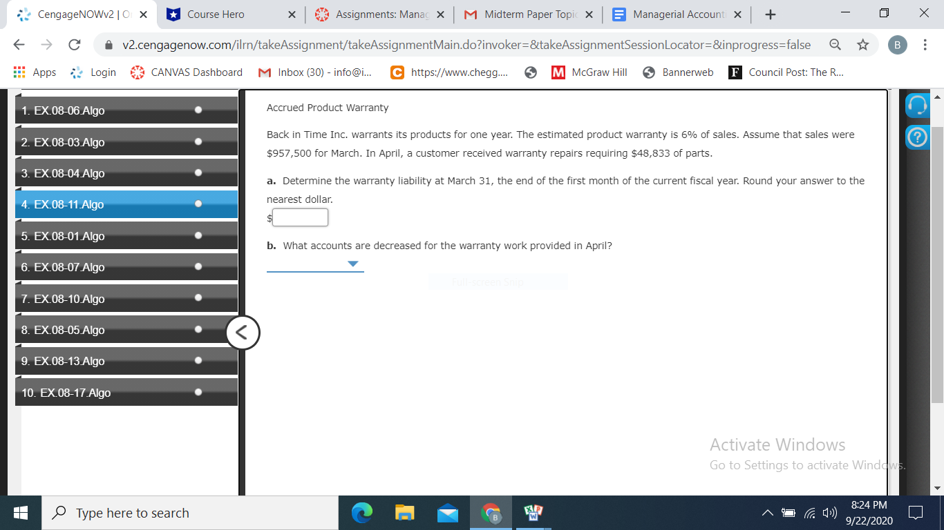 CengageNOWv2 1 C x Course Hero x I Assignments: Manag x I