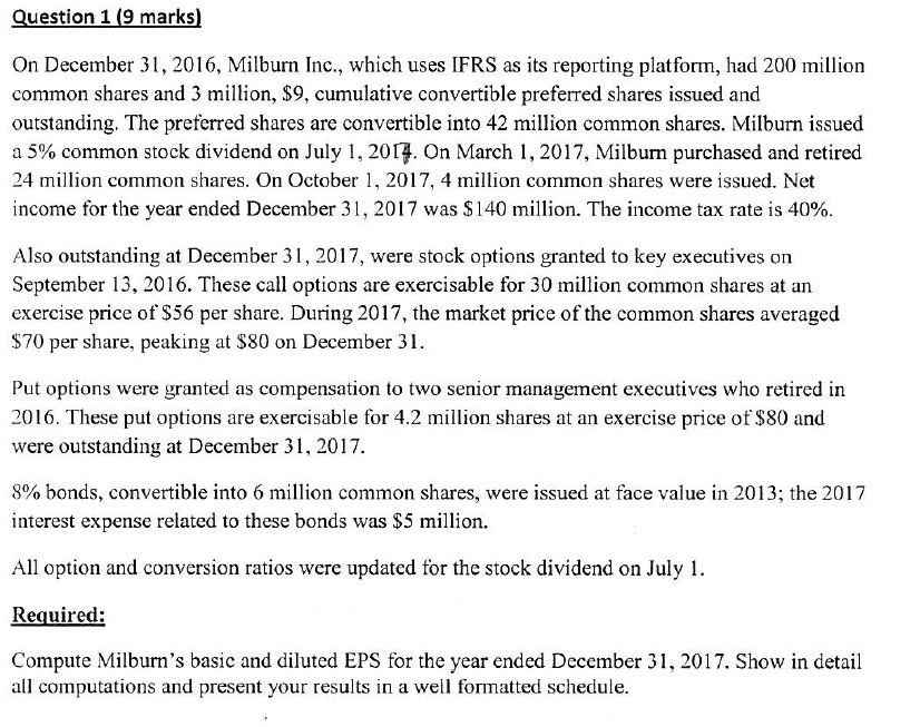 and 2,000 preferred shares, respectively. Net income was Sl 00,000 in 20X7,