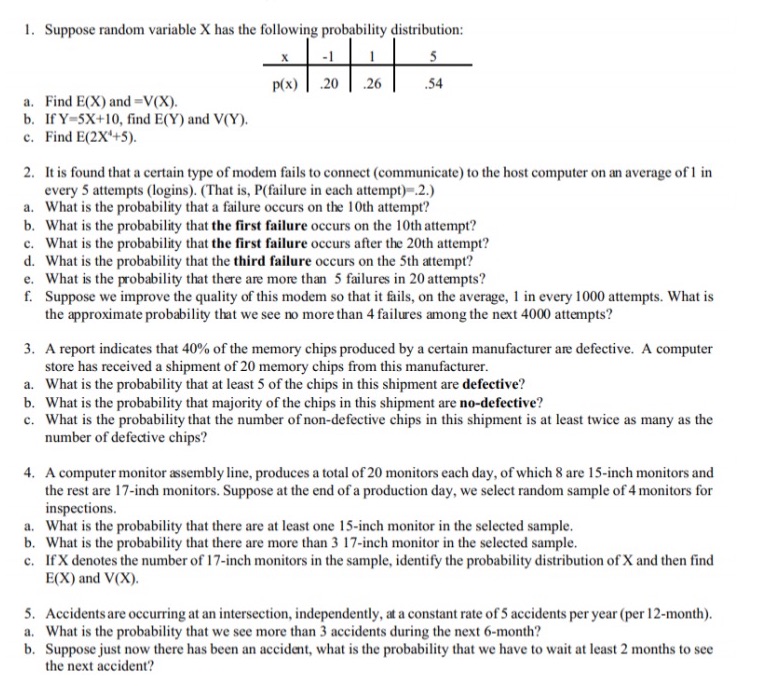  1. Suppose random variable X has the following probability distribution: a.