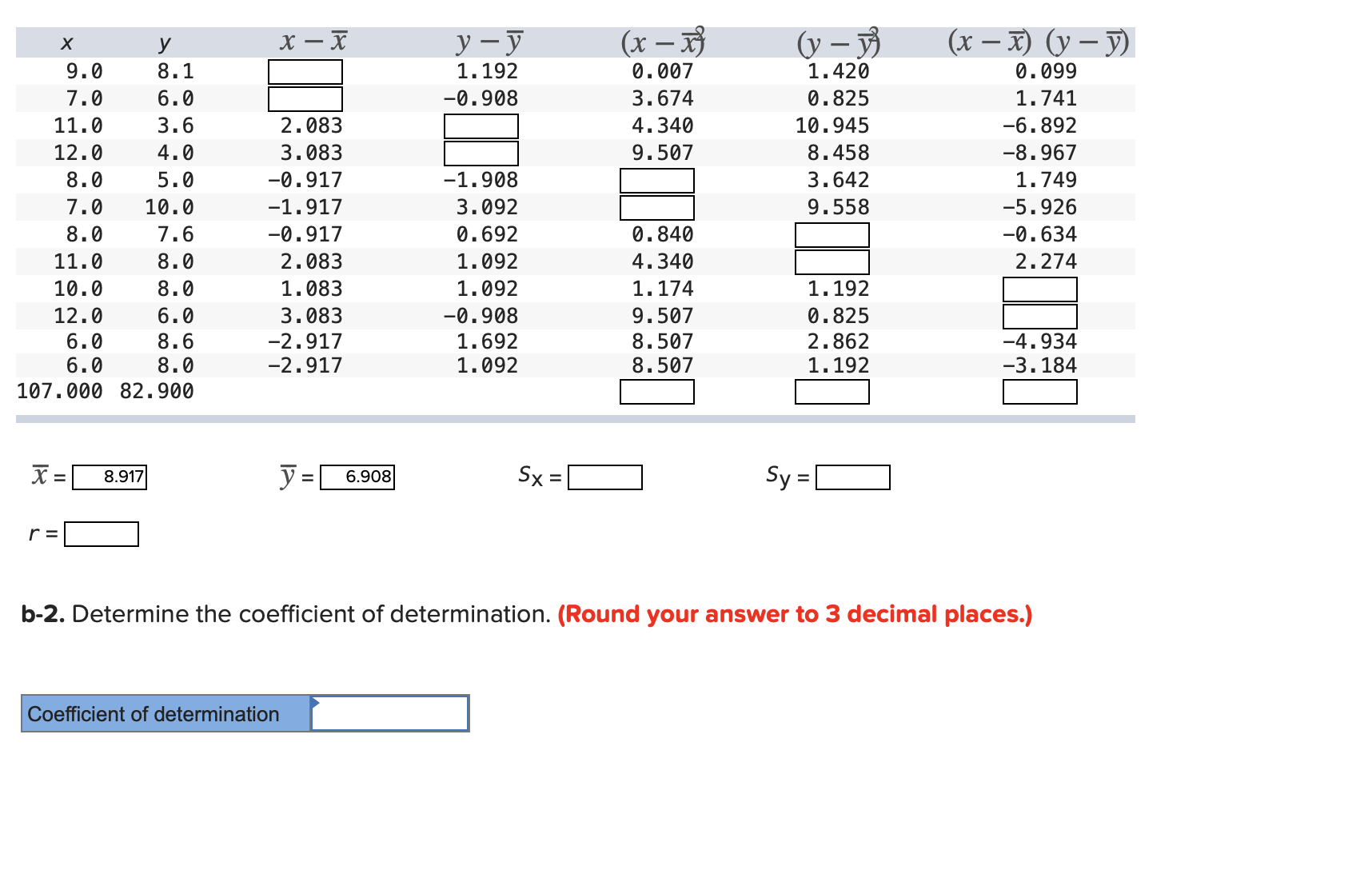 x - X) ( x - x) (y - y) 9.0 8.