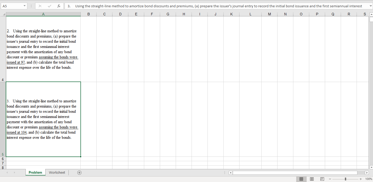 Using the information in the first tab ("Problem"), create the proper