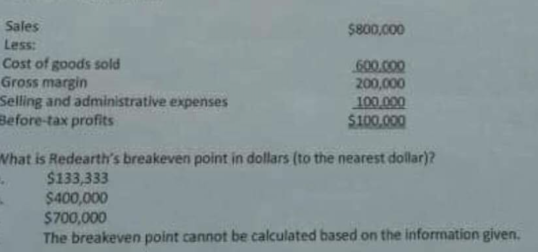 Sales Less: Cost of goods sold Gross margin Selling and administrative expenses