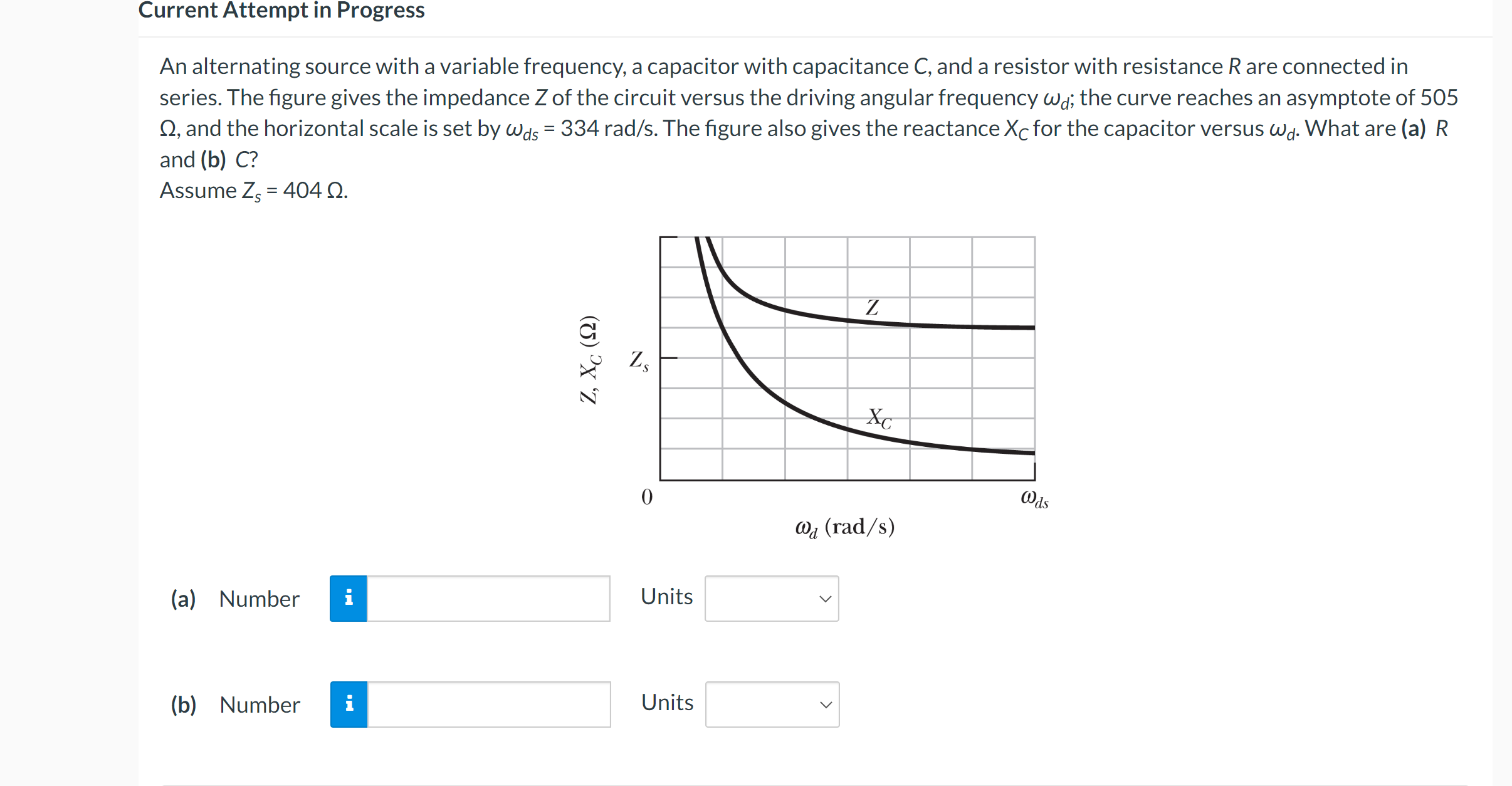 versus the driving angular frequency bad; the curve reaches an asymptote of