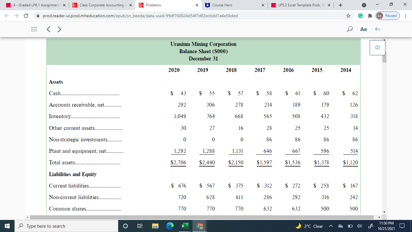 Problems X Course Hero X LP5.2 Excel Template Prob. 16 X +