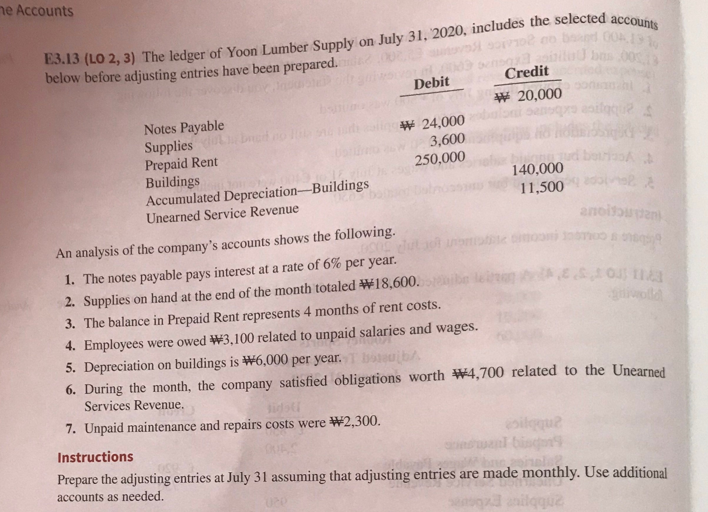 of problem account balance. E3.16 (LO 3) Greenock Company has the following