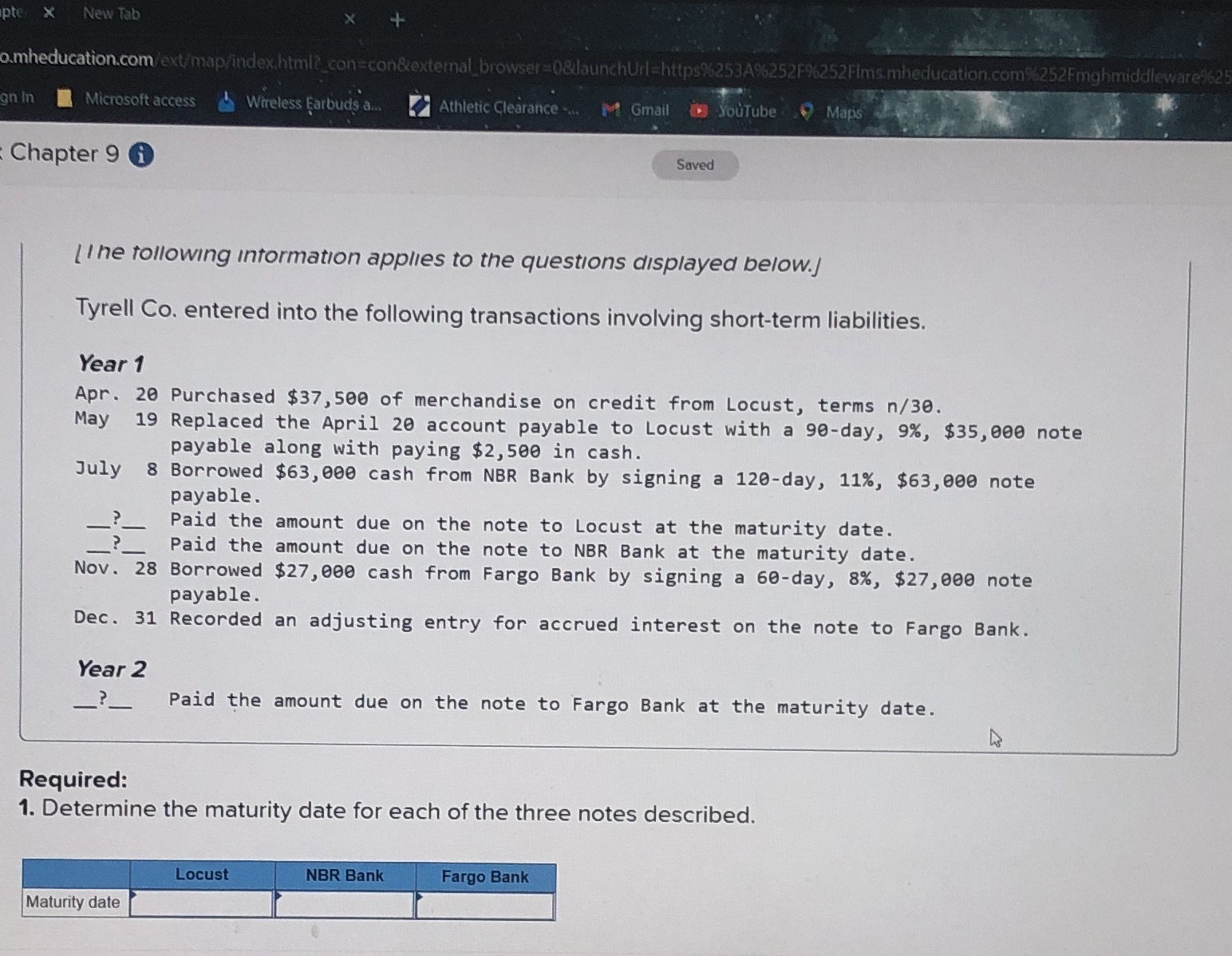 a. Athletic Clearance .. M Gmail YouTube Maps Chapter 9 @ Saved