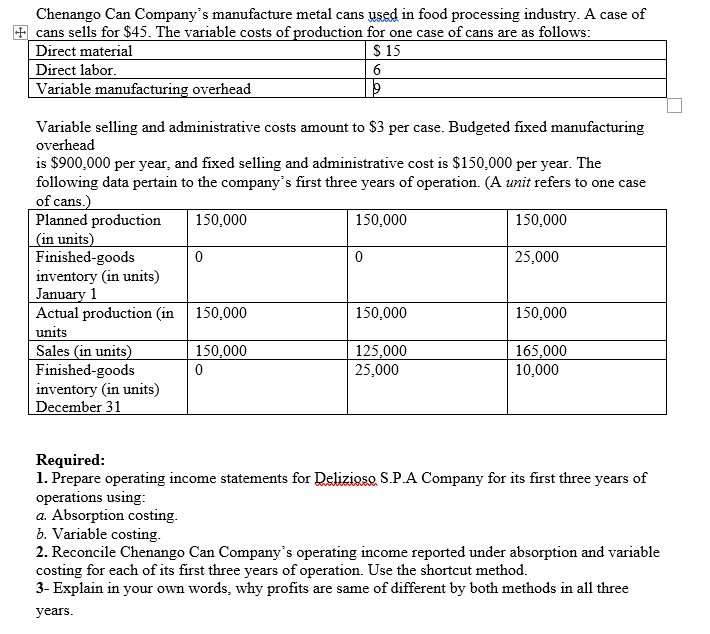 Chenango Can Company' s manufacture metal cans in food processing industry _