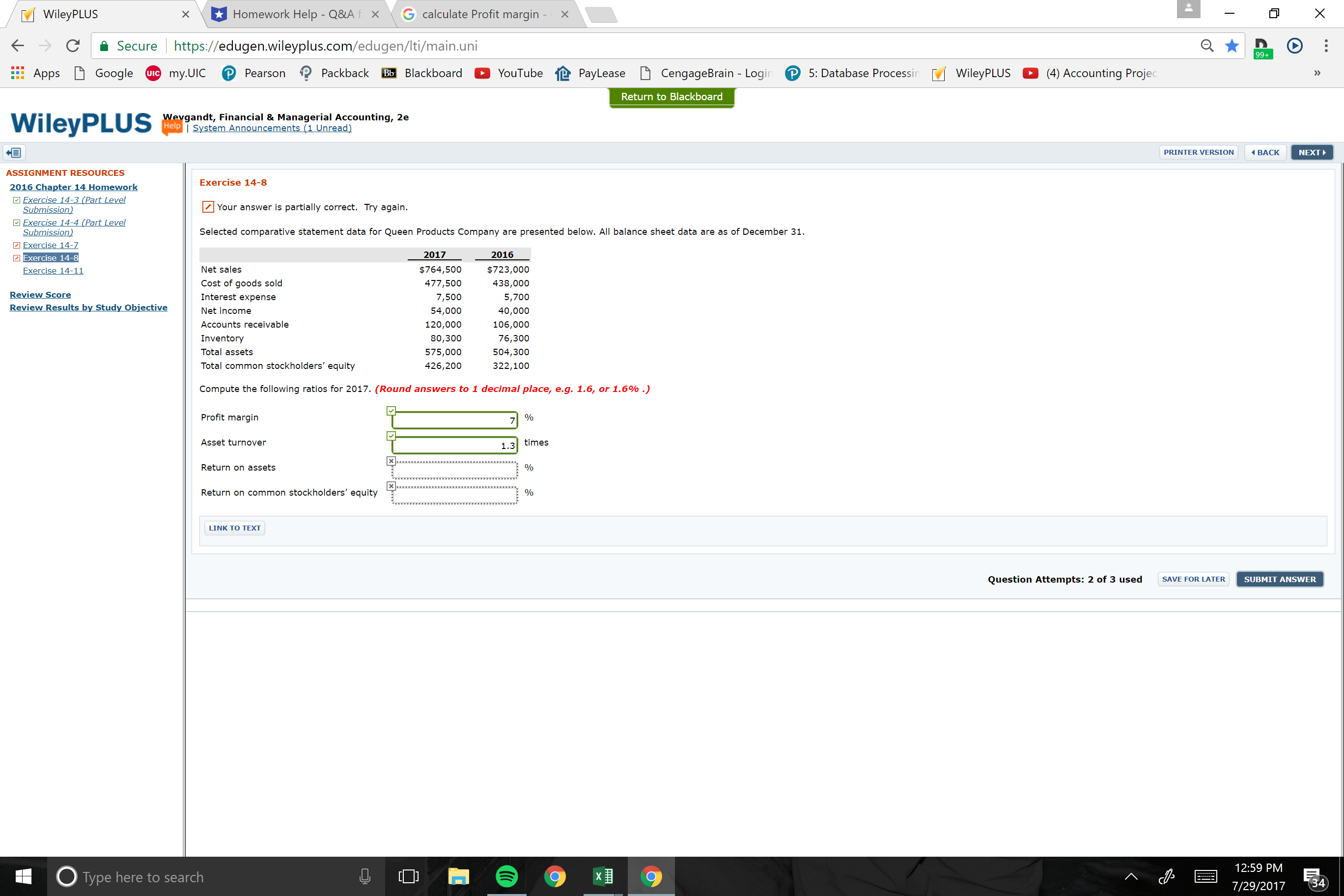 Selected comparative statement data for Queen Products Company are presented below. All