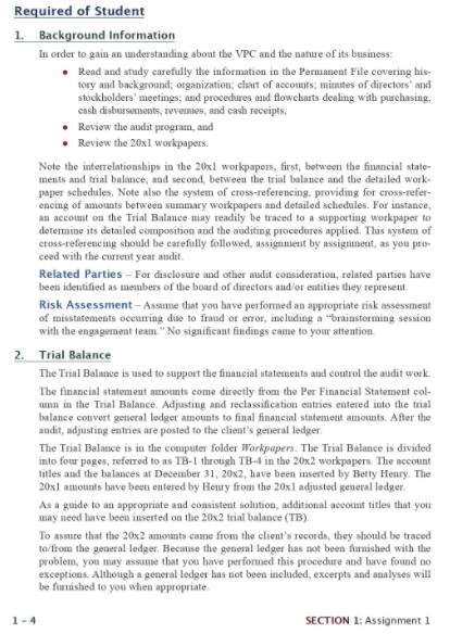 ASSIGNMENT 1 RISK ASSESSMENT, PRELIMINARY ANALYTICAL PROCEDURES, AND INTERNAL CONTROL EVALUATION