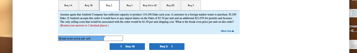 Daks follow. Each question is independent. Print Required: 1-a. Assume that Andretti