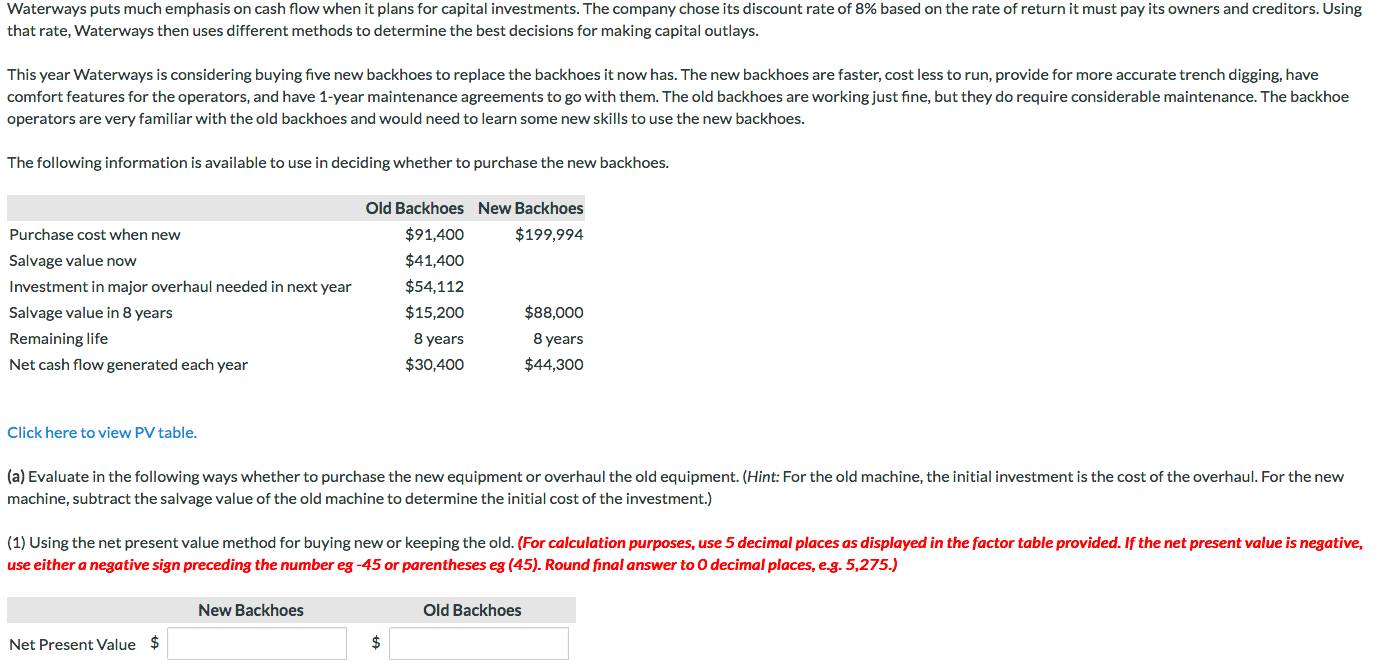 capital investments. The company chose its discount rate of 8% based on