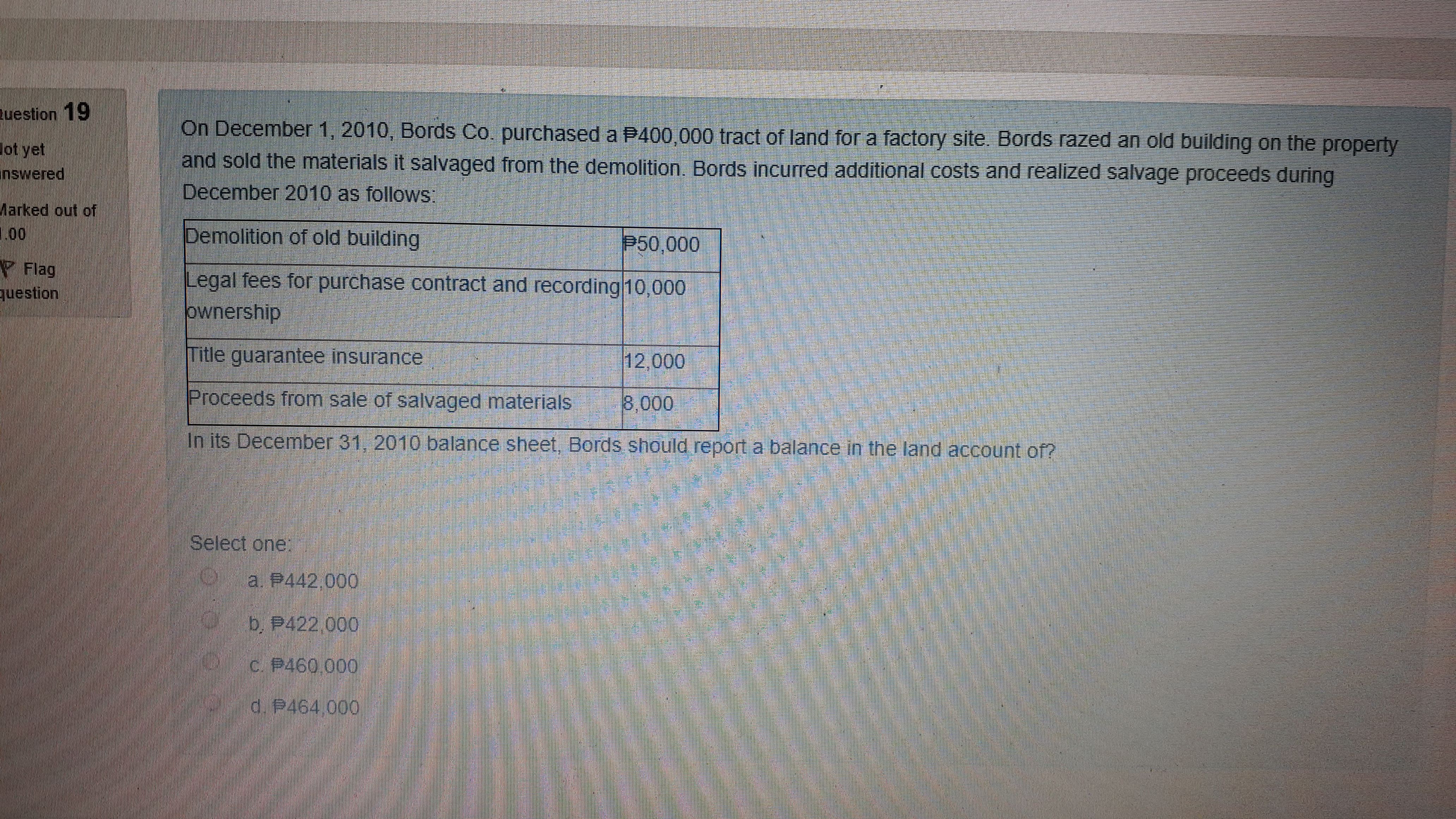 Please help me answer this question uestion 19 On December 1, 2010,