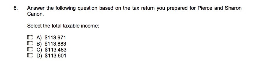  Answer the following question based on the tax return you prepared
