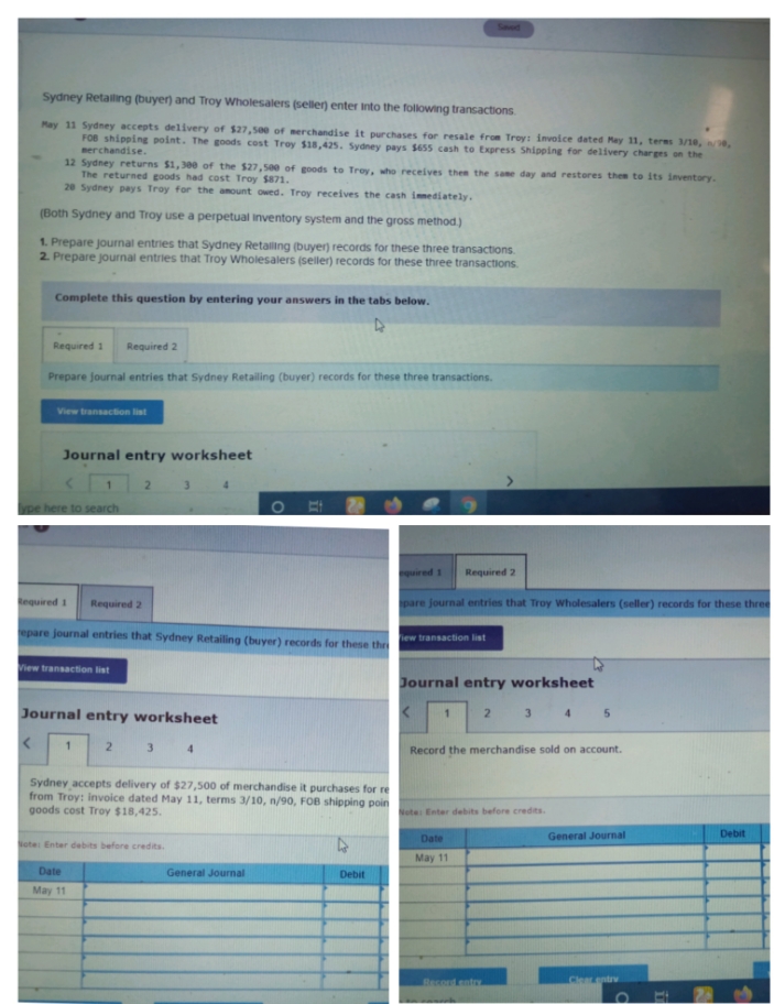please answer both required sheets required 1 and 2 Sydney Retailing (buyer)