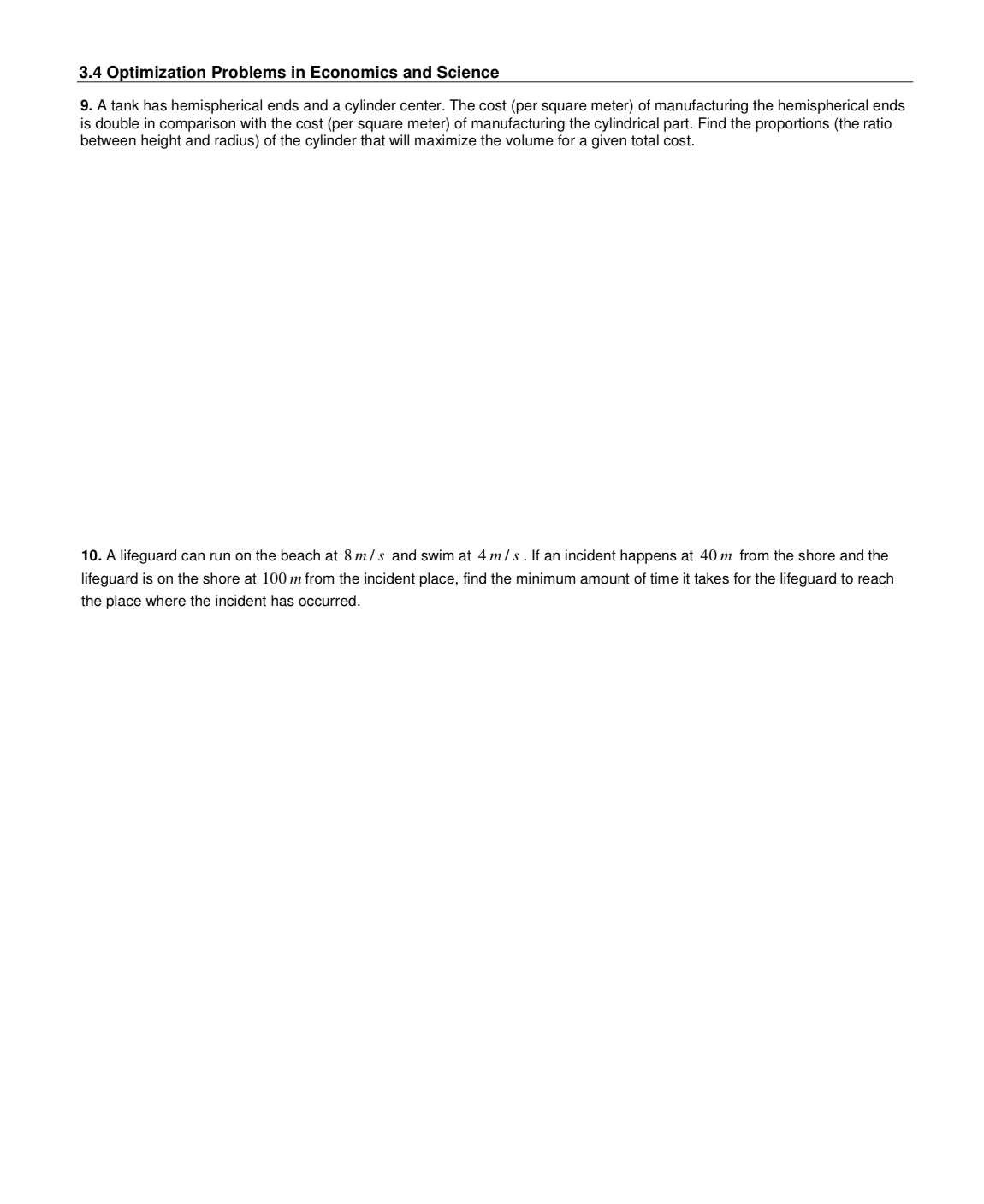 and height H =9m .3.3 O llmlzatlon Problems 9. A north-south road