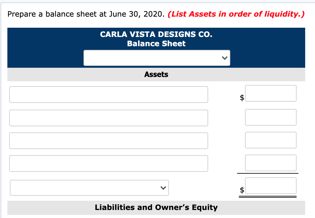 month.\fPrepare an owner's equity statement for the month of June. (List items