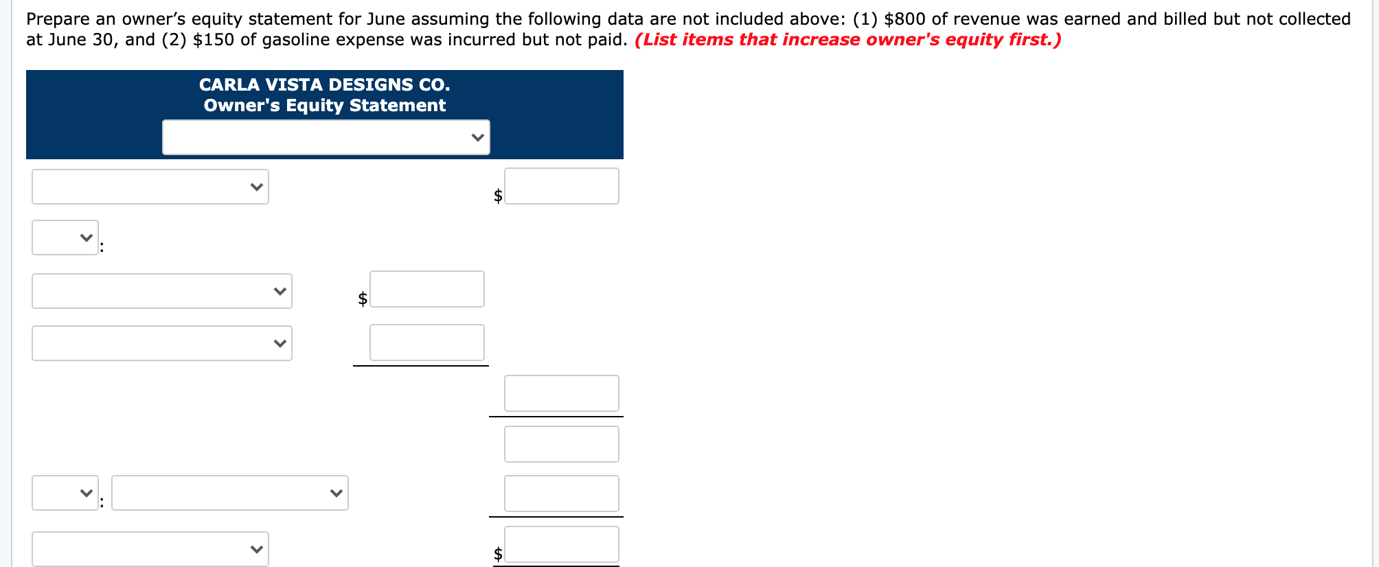 of liquidity.) CARLA VISTA DESIGNS CO. Balance Sheet Liabilities and Owner's Equity